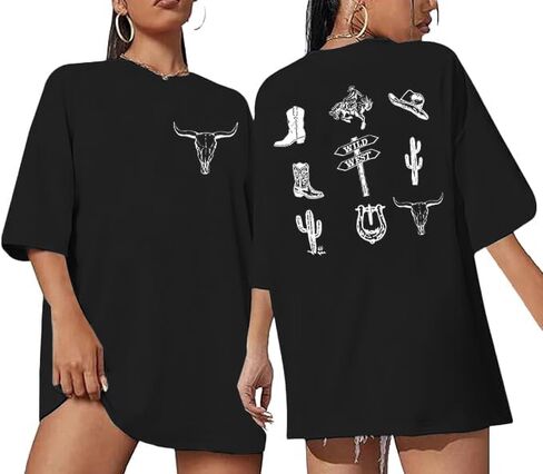 Western Shirts for Women Vintage Rodeo Shirts Wild West Cowboy T Shirt Oversized Country Music Short Sleeve Tops in Saudi Arabia
