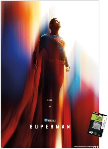 Trends International DC Comics Superman (2025) - Superman Teaser One Sheet Wall Poster with Push Pins, 34L x 22.4W, Poster & Push Pin Bundle in Saudi Arabia
