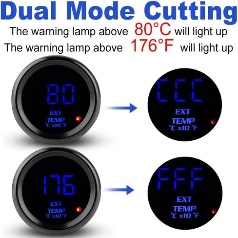 WATERWICH EGT Exhaust Gas Temperature Gauge Meter Kit 2inch 52mm Celsius & Fahrenheit for Car Vehicle Boat Automotive in Saudi Arabia