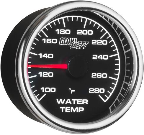 GlowShift 2-5/8 "Racing 280F مجموعة درجة حرارة سائل تبريد المياه ميكانيكية - تشمل مسبار ومحولات أجهزة استشعار درجة الحرارة - الاتصال الأسود - الإضاءة الخلفية LED أبيض - لسيارات السباق - 65 ملم in Saudi Arabia