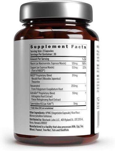 NAD Regen ، NAD+ مكملات لمكافحة الشيخوخة مع النياسيناميد ، Spermidine و Resveratrol (30 حصص) in Kuwait