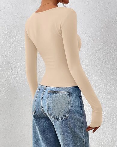 BTFBM Long Sleeve Shirts for Women 2025 Fall Fashion V Neck Knit Ruched Slim Fit Casual Basic Tees Going Out Tops Y2k in Saudi Arabia