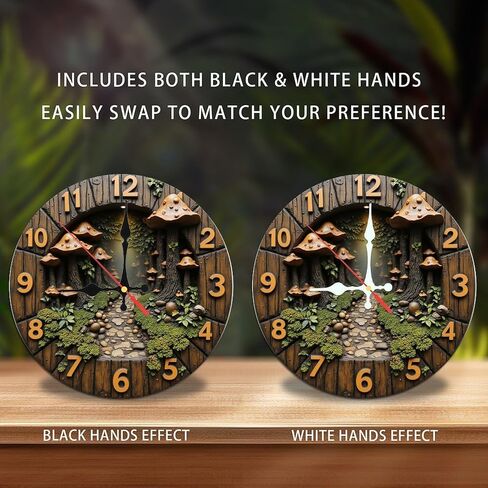 Lancholy Forest Path Mushroom Clock Wall Decor 10-Inch Wooden Wall Clock, Silent Movement, Battery Operated (AA Batteries Not Included), Artistic Home Decor, Perfect for Home Accents in Kuwait