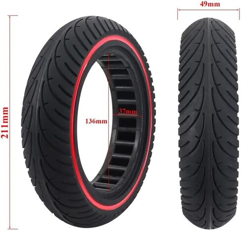 Electric Scooter Solid Tire 8.5 Inch Replacement Tire 8.5x2.0 Compatible With M365 Pro 1S Pro2 Front Rear Red Line in Saudi Arabia