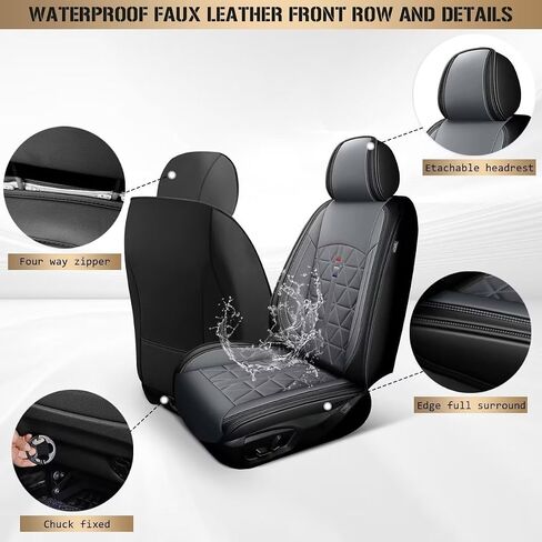 Seat Covers Full Set Fit for Chevy Colorado 2015-2024 2025 2026 Crew Cab | Extended Cab Z71 LT ZR2 Work Truck Leather Car Seat Covers Waterproof Seat Cushion Protectors (Black&Red Line) in Saudi Arabia