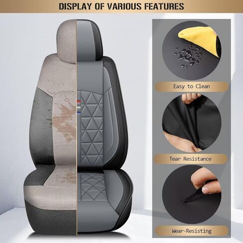 Seat Covers Full Set Fit for Chevy Colorado 2015-2024 2025 2026 Crew Cab | Extended Cab Z71 LT ZR2 Work Truck Leather Car Seat Covers Waterproof Seat Cushion Protectors (Black&Red Line) in Saudi Arabia