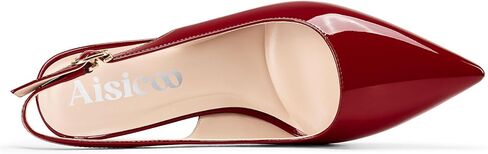 AISICOO WOMENS STILETTO HIGH HIEL POSTERIS TOE PUMPS Slingback Buckle Wedding Prom Party Party Press Pratent Leath in Kuwait