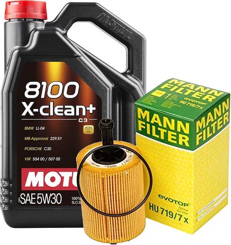 Newparts 5L 8100 X-Clean+ 5W30 Filter Engine Motor Oil Kit Golf 2.0 Turbo CJAA for Golf 2.0L L4 Turbocharged Diesel FI CJAA 2010-2014 VW 504.00/507.00; Turbocharged in Saudi Arabia