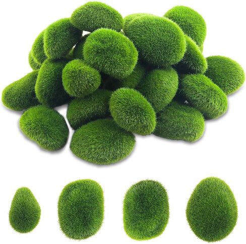 30PCS Artificial Moss Rocks, 3 Size Green Moss Covered Stones Fake Faux Moss Balls for Garden Decor, Fake Moss Decoration for Plant Potted Moss-Rock in Saudi Arabia