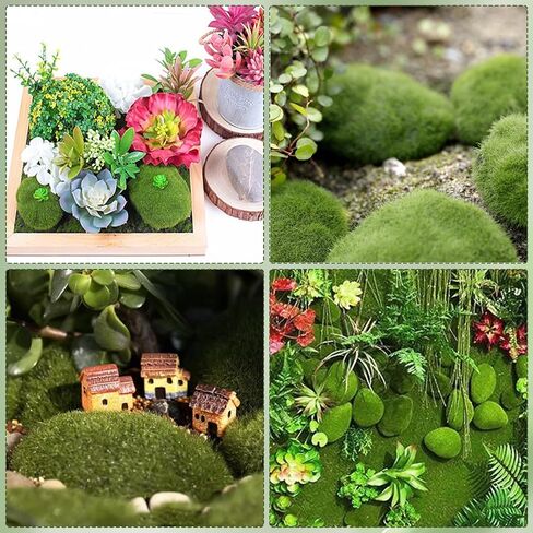 30PCS Artificial Moss Rocks, 3 Size Green Moss Covered Stones Fake Faux Moss Balls for Garden Decor, Fake Moss Decoration for Plant Potted Moss-Rock in Saudi Arabia