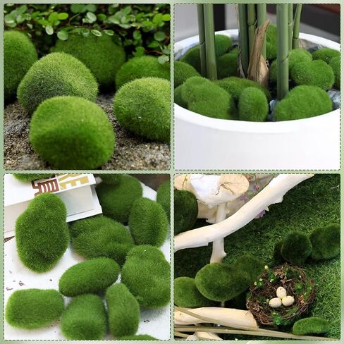 30PCS Artificial Moss Rocks, 3 Size Green Moss Covered Stones Fake Faux Moss Balls for Garden Decor, Fake Moss Decoration for Plant Potted Moss-Rock in Saudi Arabia