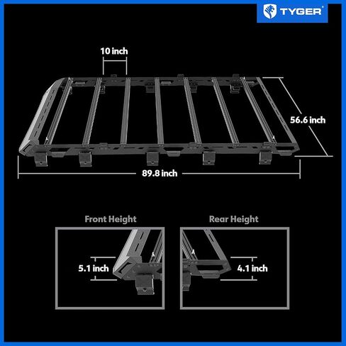 Tyger Auto Platform Style Rack متوافق مع 2018-2025 Jeep Wrangler JLU 4 DOORS (ليس لـ JKU) | لنماذج مع قمة صلبة | حاملة تخزين البضائع | إدراج لهجة قابلة للطلاء | TG-RR1J33558 in Saudi Arabia