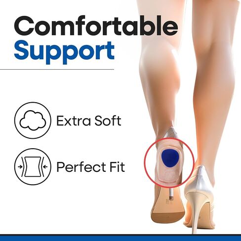 Gel Heel Pads for Shoes Heel Pain Relief | Plantar Fasciitis Heel Cups | Silicone Heel Cushions for Heel Spurs | Heel Protector Insoles | Heel Inserts for Women & Men (1 Pair, Small/Medium) in Kuwait
