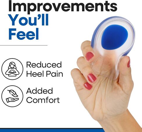 Gel Heel Pads for Shoes Heel Pain Relief | Plantar Fasciitis Heel Cups | Silicone Heel Cushions for Heel Spurs | Heel Protector Insoles | Heel Inserts for Women & Men (1 Pair, Small/Medium) in Kuwait