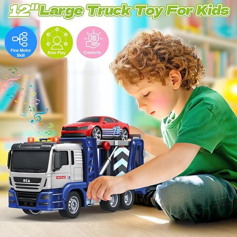 لعبة Truck Truck Truck Springflower ، 3 4 5 5 6 سنوات من العمر ، مركبة شاحنات صغار ، 12 "لعبة كبيرة مع صوت سيارة ، هدايا عيد ميلاد لـ 3 4 5 6 بويز والبنات in Kuwait