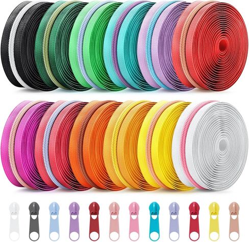 SOLSEW 36 ياردة 12 PCS السوستة الملونة لخياطة #5 ألوان متناقضة النايلون متنوعة من السوستة من قبل الفناء مع 120 منزلق للنساء الرجال DIY خياط الحبس لوازمة الحرف اليدوية in Kuwait