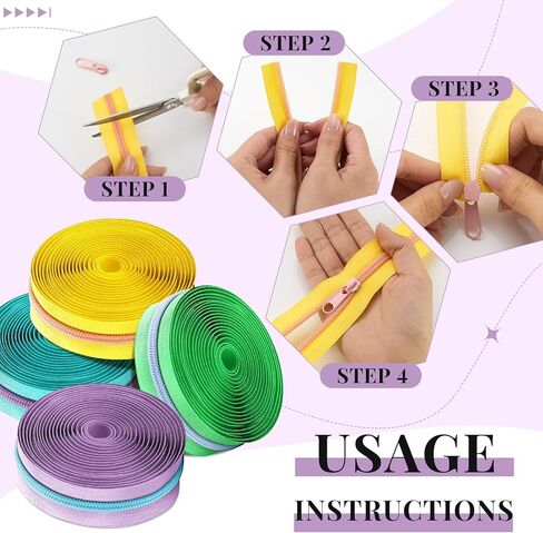 SOLSEW 36 ياردة 12 PCS السوستة الملونة لخياطة #5 ألوان متناقضة النايلون متنوعة من السوستة من قبل الفناء مع 120 منزلق للنساء الرجال DIY خياط الحبس لوازمة الحرف اليدوية in Kuwait