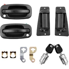 Extended Cab Door Handles, Exterior Door Handle with Lock Cylinders and Keys, Compatible with 1999-2007 Chevrolet Silverado 1500 2500 3500 GMC Sierra 1500 2500 3500, Replaces# 60202 79100 DL-711 in Kuwait