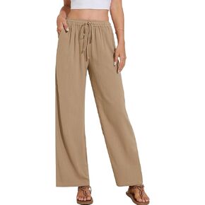 سراويل من الكتان من سماء نساء للنساء الصيفية عالية الخصر القصر سراويل بوهو شاطئ بنطلون مع جيوب in Kuwait