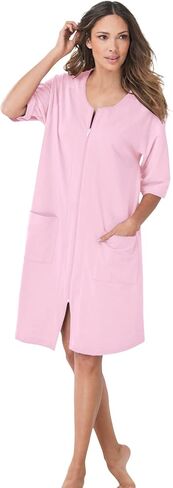 Dreams & Co. Plus Size Short French Terry Zip-Front Robe in Saudi Arabia