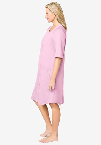 Dreams & Co. Plus Size Short French Terry Zip-Front Robe in Saudi Arabia