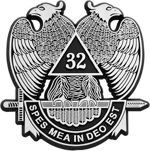 32nd Degree Scottish Rite ABS Plastic Masonic Auto Emblem - [Chrome][3'' Tall] in Saudi Arabia