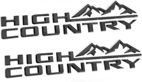 2Pack OEM High Country Emblems 3D Letters Side Badge متوافقة مع Silverado Tahoe Suburban 2019-2025 High Country 85101611 Glossy Black in Kuwait