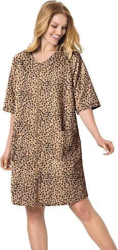 Dreams & Co. Plus Size Short French Terry Zip-Front Robe in Saudi Arabia