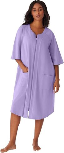Dreams & Co. Plus Size Short French Terry Zip-Front Robe in Saudi Arabia