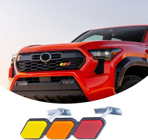JKCOVER TRD Grille Decor Badge Compatible with Toyota 4Runner Tacoma Tundra Camry Sequoia Rav4 Highlander Accessories Front 3-Color Design Upgrade Mesh Emblem (Red, Yellow, Orange in Saudi Arabia
