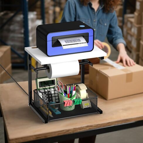Label Holder for Rolls and Fan-Fold Labels, Shipping Thermal Label Holder with Drawer for Desktop Thermal Printer, Sticker Roll Holder, Label Printer Accessory Supplies for Home, Office Small Business in Saudi Arabia
