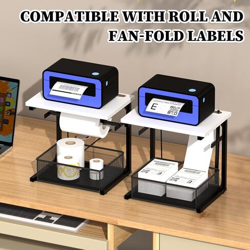 Label Holder for Rolls and Fan-Fold Labels, Shipping Thermal Label Holder with Drawer for Desktop Thermal Printer, Sticker Roll Holder, Label Printer Accessory Supplies for Home, Office Small Business in Saudi Arabia