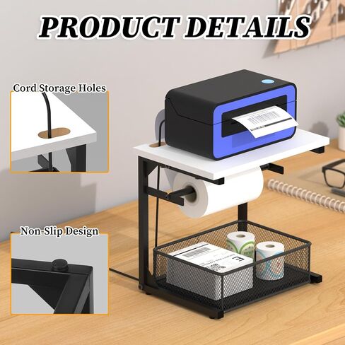 Label Holder for Rolls and Fan-Fold Labels, Shipping Thermal Label Holder with Drawer for Desktop Thermal Printer, Sticker Roll Holder, Label Printer Accessory Supplies for Home, Office Small Business in Saudi Arabia