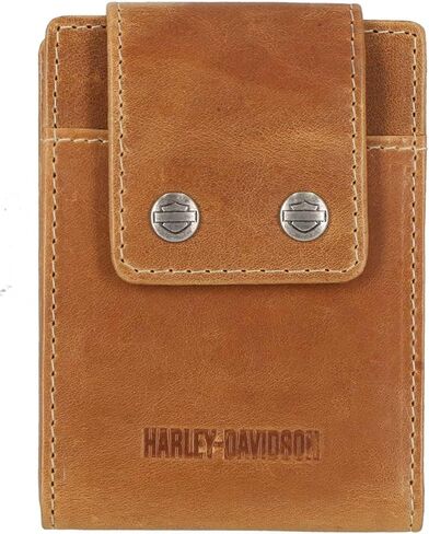 Harley-Davidson Men's Smooth Grain Snap Front Pocket Billfold Wallet - Brown in Saudi Arabia