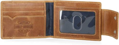 Harley-Davidson Men's Smooth Grain Snap Front Pocket Billfold Wallet - Brown in Saudi Arabia