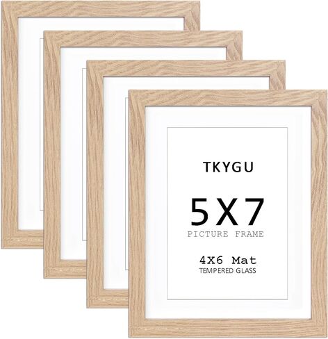 5x7 White Frame Made of Woodgrain 4x6 with Mat or 5x7 Without Mat,Covered by Real Glass Collage Frames-Table Top Display or Wall Mounting 5 By 7 Photo Frame,Perfect for Home Décor Gifts in Kuwait