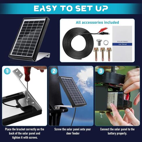 Solar Panel for Deer Feeder 12V 3.5W Waterproof Outdoor Solar Battery Charger with Metal Mounting Bracket Alligator Clip Feeder Solar Panel in Saudi Arabia