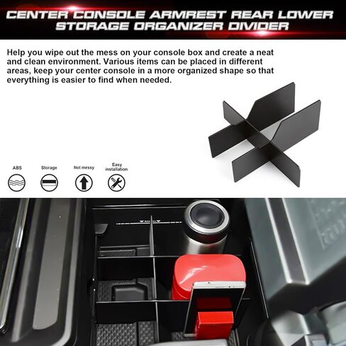 x xotic tech Rear Lower Center Console Organizer Divider Compatible with Dodge RAM 1500 2500 3500 2019 2020 2021 2022 2023 2024 2025 (NOT for Classic, Longhorn, Limited, TRX) in Saudi Arabia