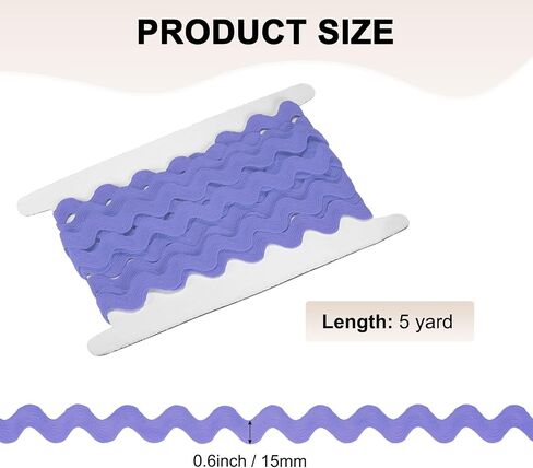 Rick Rack Trim ، 5 ياردة 20 ملم/0.8 بوصة مزج مزخرفة القطع الشريط للخياطة/DIY الحرف/الملابس/الديكور ، Polyester RIC RAC تقليم [الأزرق] in Kuwait