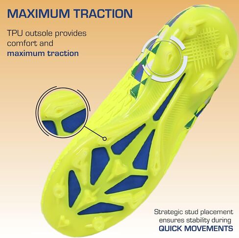 Soccer Cleats for Kids & Youth | Lightweight Football Shoes for Firm Ground | Durable Girls & Boys Soccer Cleats with Non-Slip Sole | Comfortable Soccer Boots | Unisex Size 11-6 in Saudi Arabia