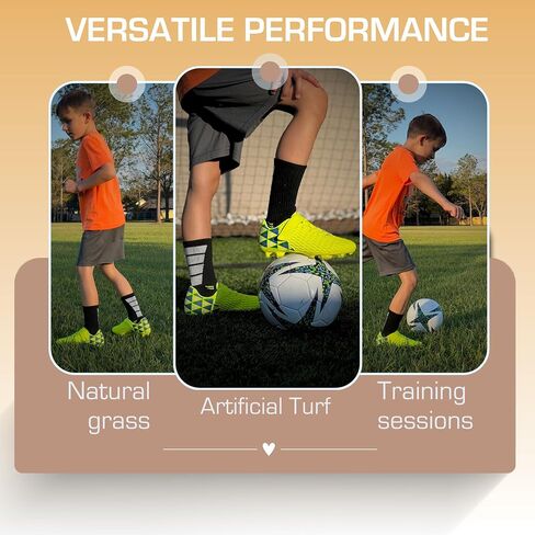 Soccer Cleats for Kids & Youth | Lightweight Football Shoes for Firm Ground | Durable Girls & Boys Soccer Cleats with Non-Slip Sole | Comfortable Soccer Boots | Unisex Size 11-6 in Saudi Arabia