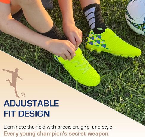 Soccer Cleats for Kids & Youth | Lightweight Football Shoes for Firm Ground | Durable Girls & Boys Soccer Cleats with Non-Slip Sole | Comfortable Soccer Boots | Unisex Size 11-6 in Saudi Arabia