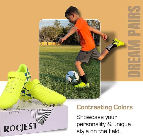 Soccer Cleats for Kids & Youth | Lightweight Football Shoes for Firm Ground | Durable Girls & Boys Soccer Cleats with Non-Slip Sole | Comfortable Soccer Boots | Unisex Size 11-6 in Saudi Arabia