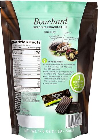 Bouchard Probiotics Belgian Chocolate Dark 72% Cacao (1.1 LB / 500 G) in Saudi Arabia