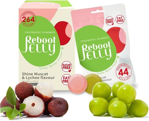 Reboot Probiotic Jelly | 44 Billion CFU Gummies | Vegan, Sugar-Free, Shelf-Stable | Chewable Lychee & Muscat Grape Flavor | 48 Pouches for Gut Health in Saudi Arabia