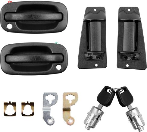 Extended Cab Door Handles, Exterior Door Handle with Lock Cylinders and Keys, Compatible with 1999-2007 Chevrolet Silverado 1500 2500 3500 GMC Sierra 1500 2500 3500, Replaces# 60202 79100 DL-711 in Saudi Arabia
