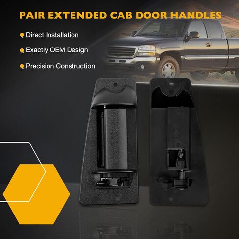Extended Cab Door Handles, Exterior Door Handle with Lock Cylinders and Keys, Compatible with 1999-2007 Chevrolet Silverado 1500 2500 3500 GMC Sierra 1500 2500 3500, Replaces# 60202 79100 DL-711 in Saudi Arabia