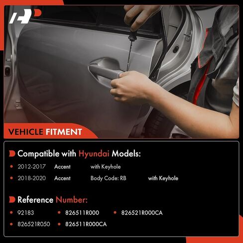 A-Premium Front Driver Side Exterior Door Handle with Keyhole Compatible with Hyundai Accent 2012-2017, Primed Black, Replace# 826511R000, 826521R000CA in Saudi Arabia