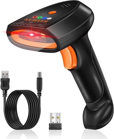 KUIIYER Bluetooth Barcode Scanner, Wireless 2D QR 1D Bar Code Scanners with LCD Digital Display & AI Voice, Plug & Play Handheld Barcode Reader for iPhone, Android, iPad, Tablet, PC Computers & POS in Saudi Arabia