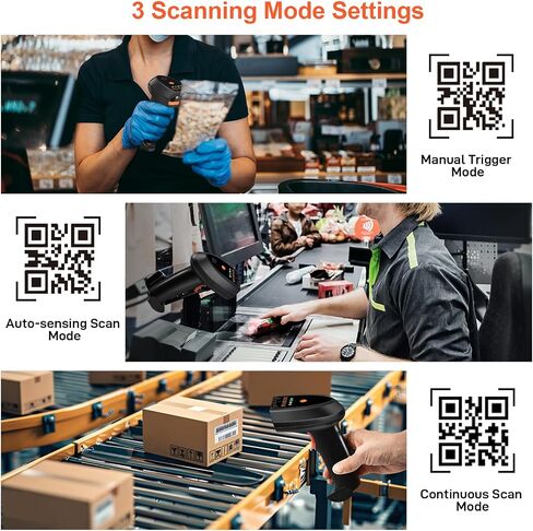 KUIIYER Bluetooth Barcode Scanner, Wireless 2D QR 1D Bar Code Scanners with LCD Digital Display & AI Voice, Plug & Play Handheld Barcode Reader for iPhone, Android, iPad, Tablet, PC Computers & POS in Saudi Arabia